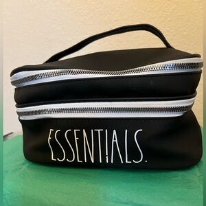 Rae Dunn Essentials Black Toiletry Case with White Zippers